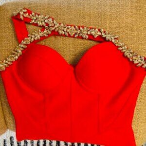 Bella Barnett Red Crystal Hanny Cocktail Dress This dress fits a 6/7